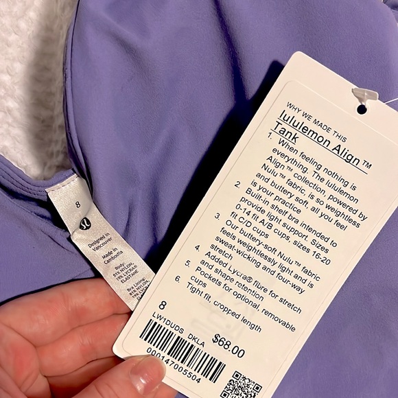 Lululemon align purple tank with built-in bra - Picture 2 of 3